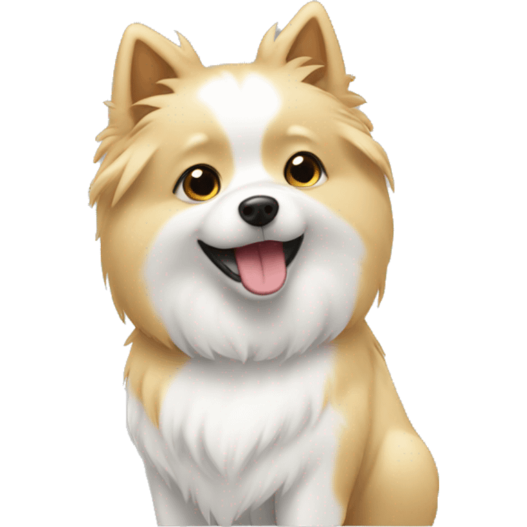 White and blonde spots spitz standing  emoji