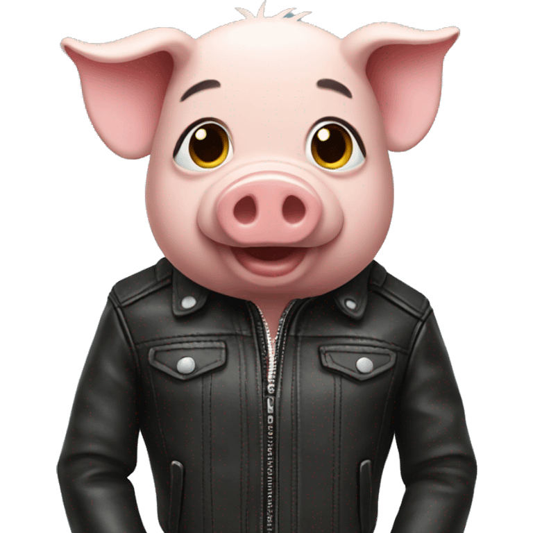 Pig in leather jacket emoji