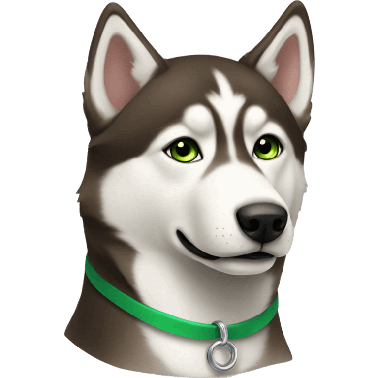 Brown eye husky with green collar emoji