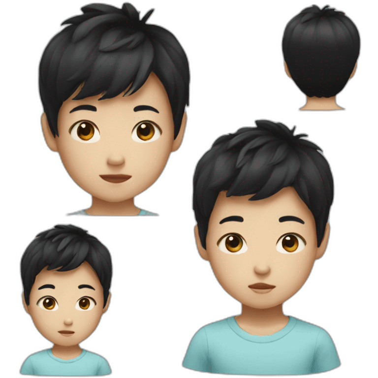 black hair Korean kid emoji