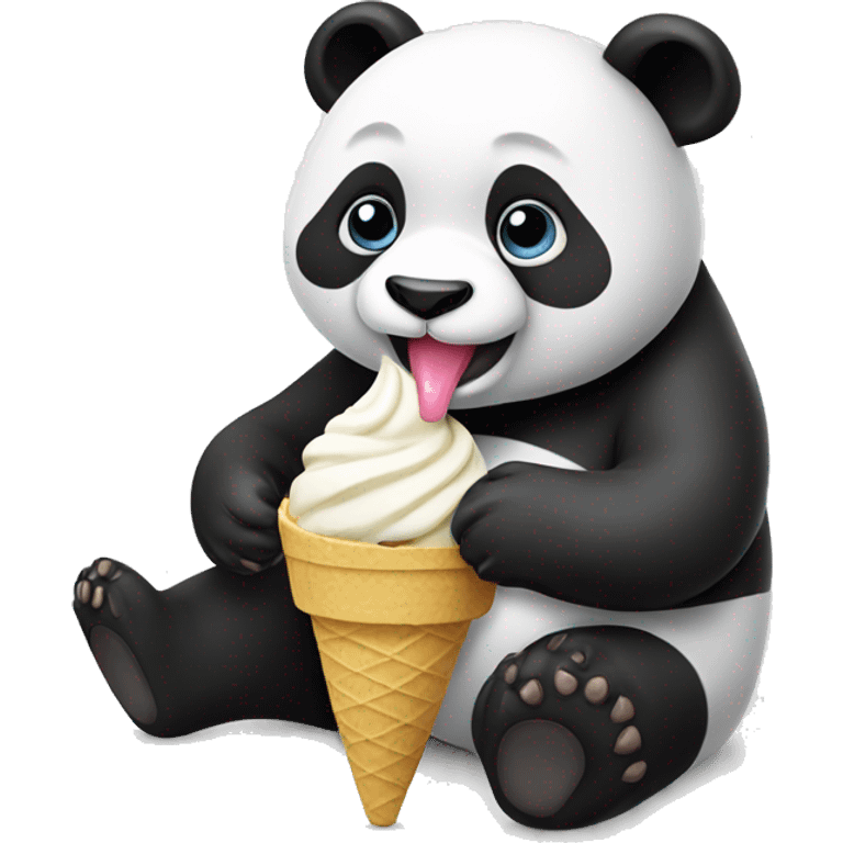 Panda eating ice cream emoji