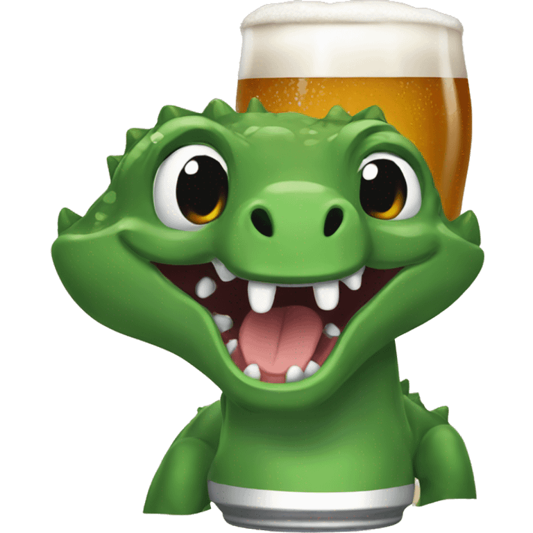 Dinossaur drunk beer emoji