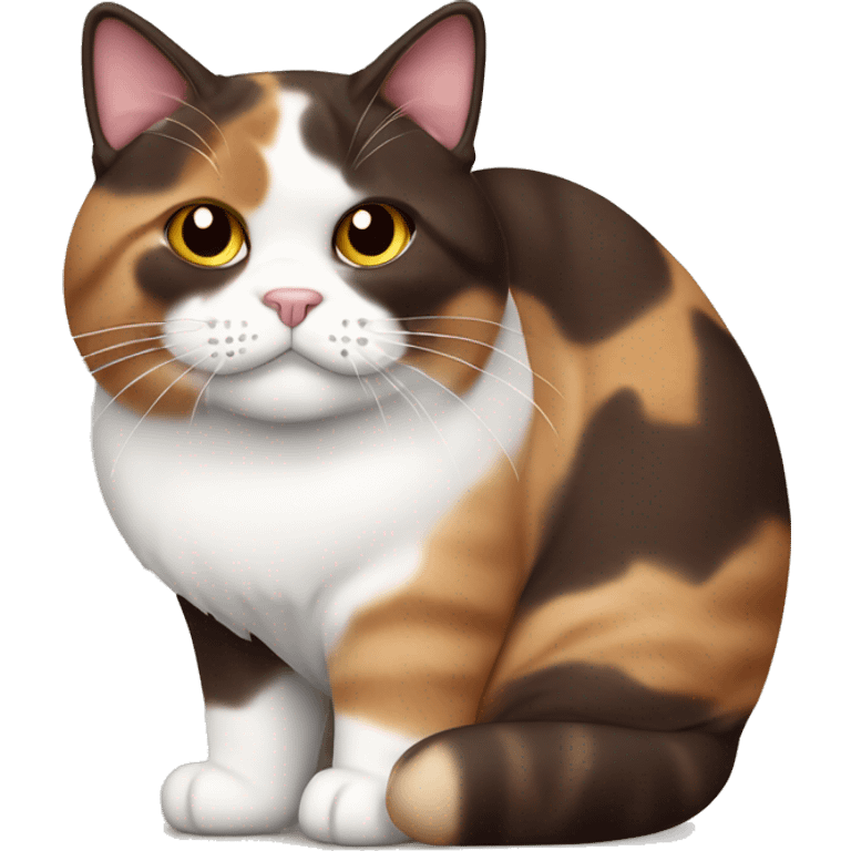 Fat calico cat with chocolate icecream emoji