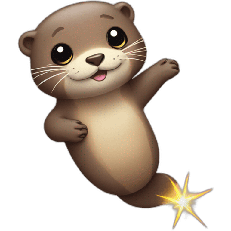 Otters with sparkles, holding hand emoji