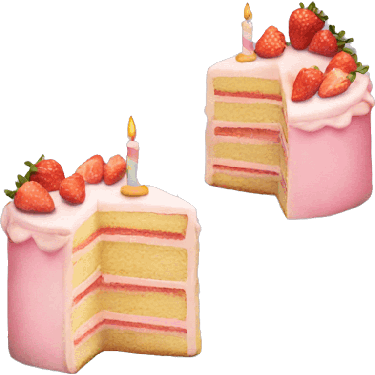 Pastel Birthday cake with strawberry emoji