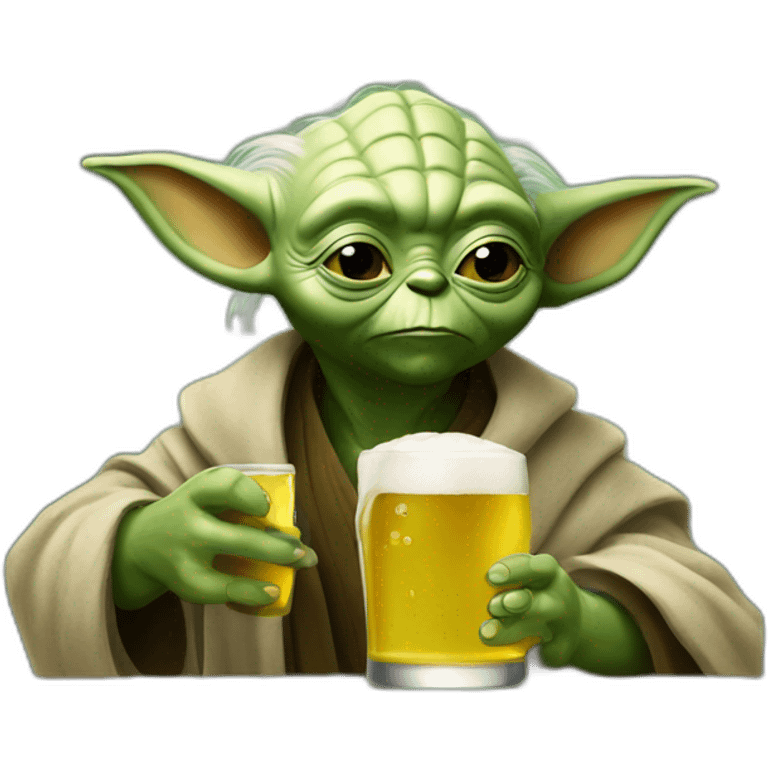 Yoda drinks beer emoji