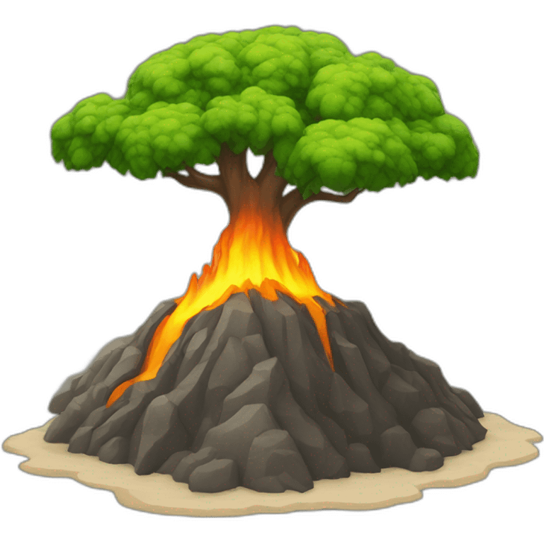 Arbre sur un volcan emoji