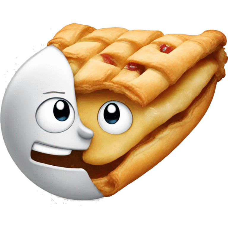 Apple turnover running into a mouth emoji