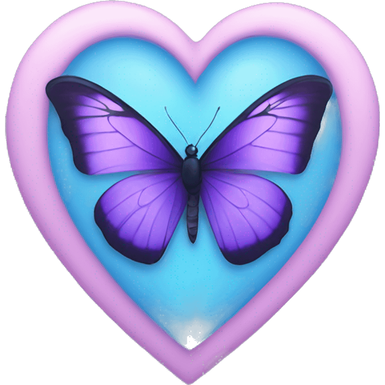 purple butterfly inside a blue heart emoji