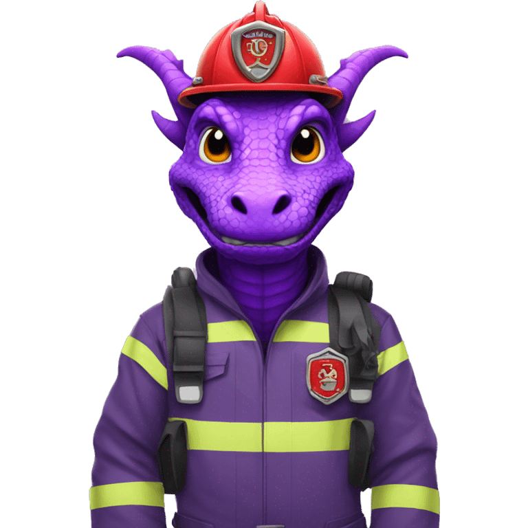 Purple dragon with Firefighter helmet and element emoji