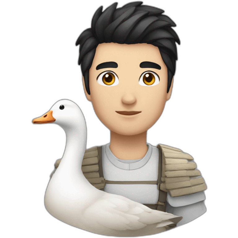 white goose keeper with black hair emoji