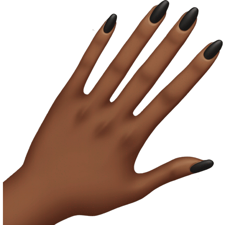 Brown skin hand with black nails emoji