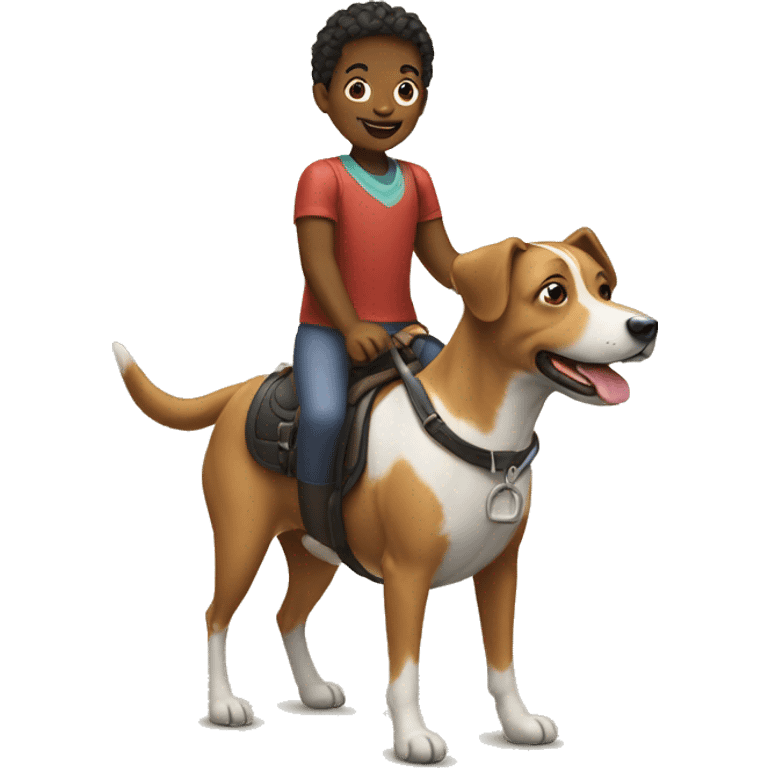 Kids riding dog  emoji