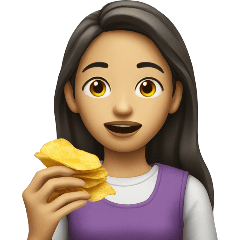 girl eating chips emoji