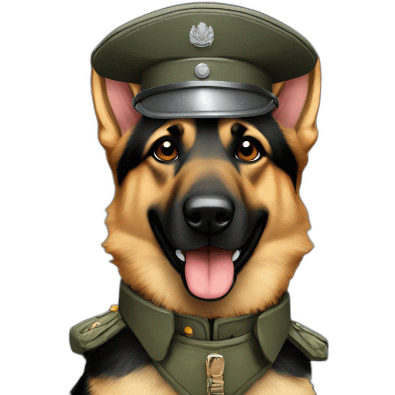 A German shepherd as a German soldier emoji