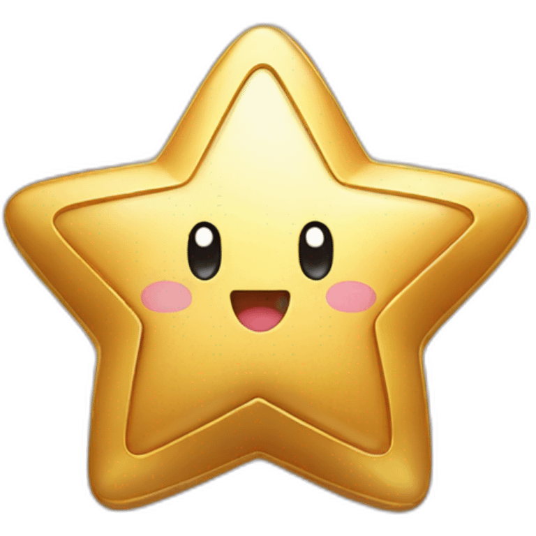 cute happy Kirby holding a golden star emoji