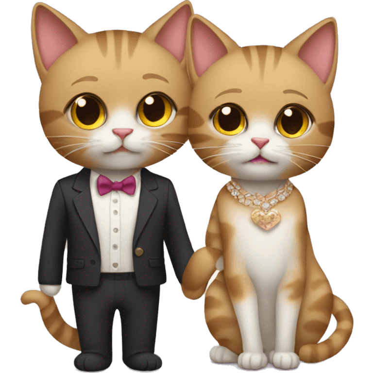 two cats dressed up for a date emoji