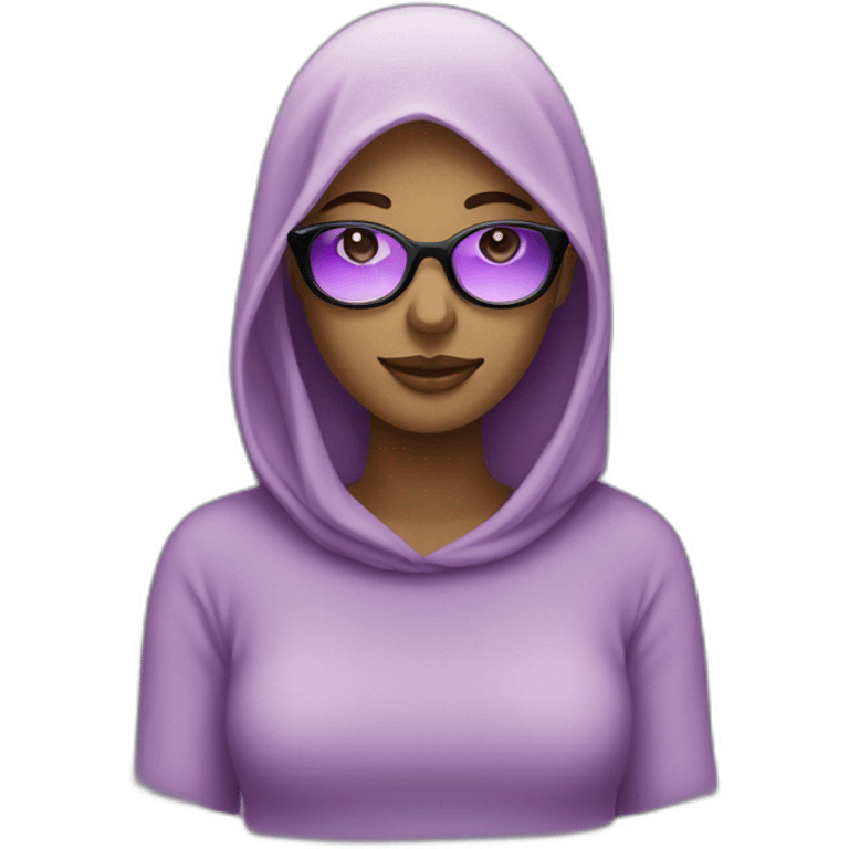 femme musulmane portant des habits mauve et des lunettes de soleil aux verres noirs emoji