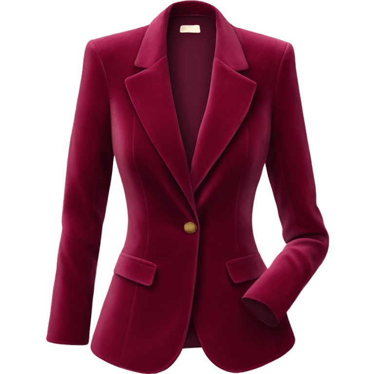 Realistic isolated open wine color velvet feminine fashion blazer jacket.  emoji