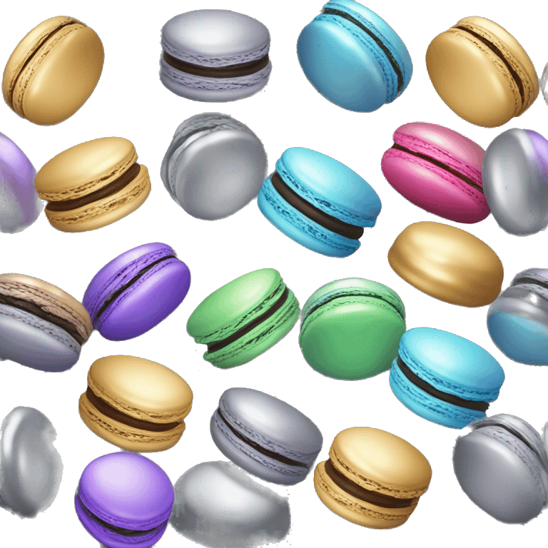 Realistic metallic silver macaroon with gradient colorful filling  emoji