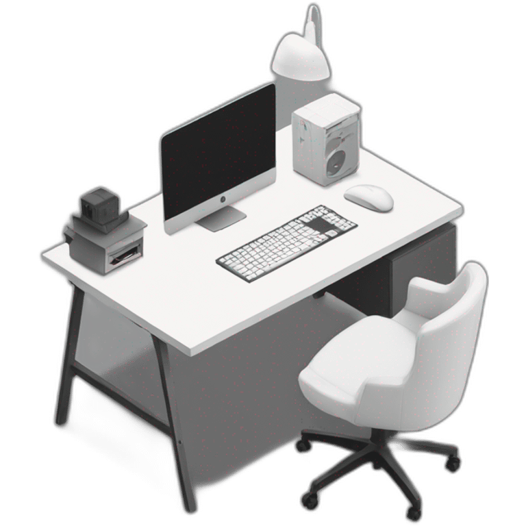 minimalist-clean-workspace-desk-with-grey-white-wood-colorway-with-gaming-chair emoji