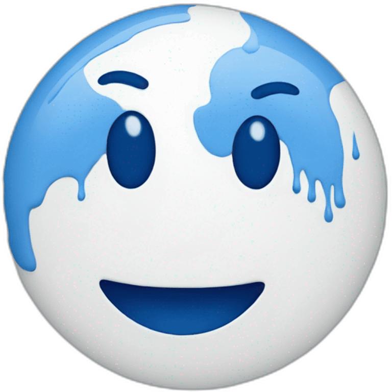 Emoji happy face with paint blue and white  emoji