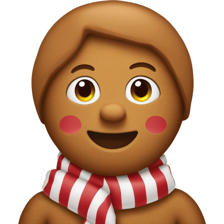 Gingerbread man in a striped scarf  emoji