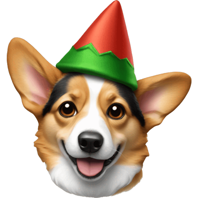 dog corgi with elf hat emoji