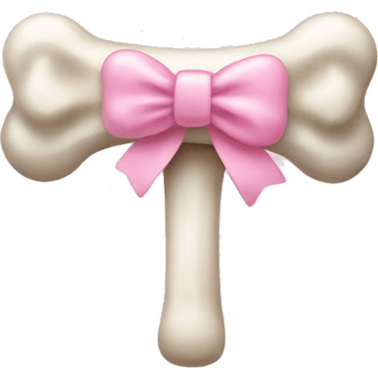 Dog bone with light pink bow on it emoji