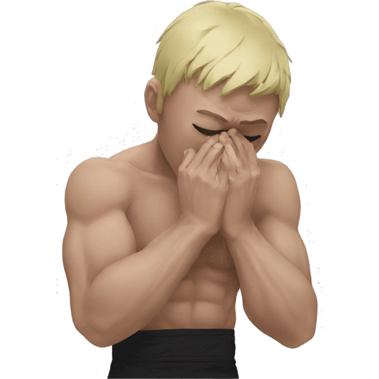 an mma fighter in pain covering his face emoji