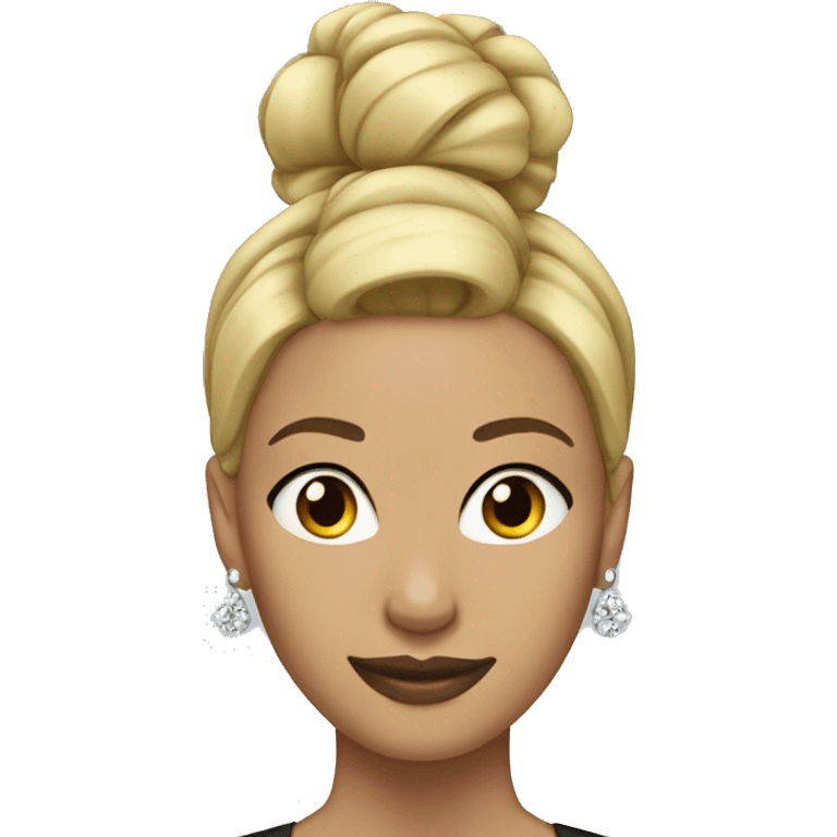 Woman blonde hair slick bun with earrings emoji