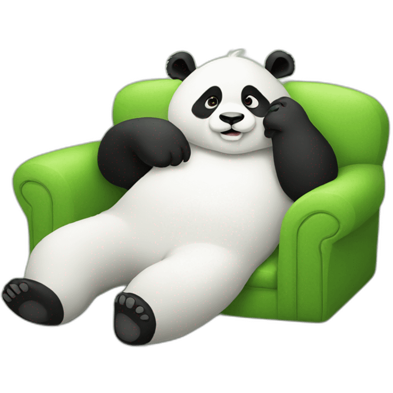 Lazy Panda lying with iphone emoji