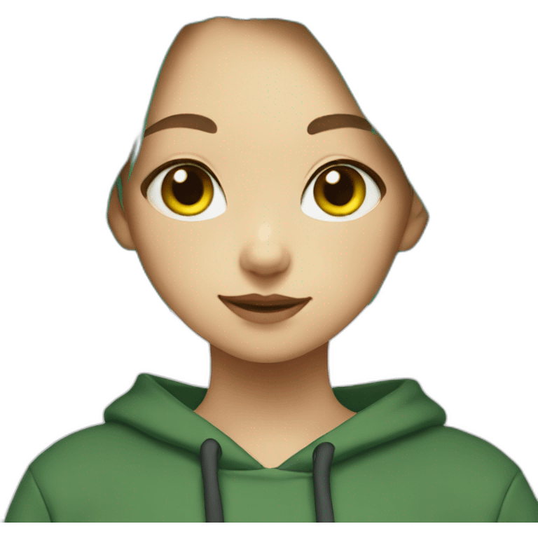 Cat Girl with green hair and dark sweatshirt emoji