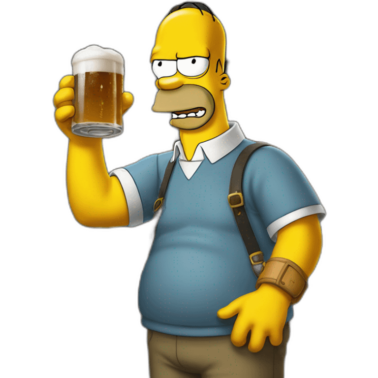 Homer Simpson drink a beer emoji