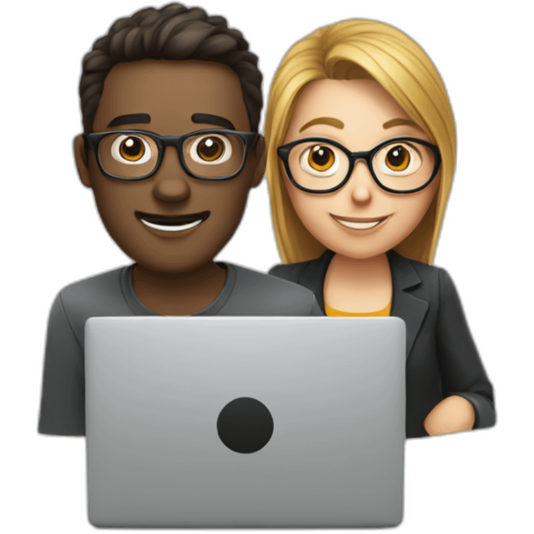 an SEO and a tech guy with specs working on his laptop emoji