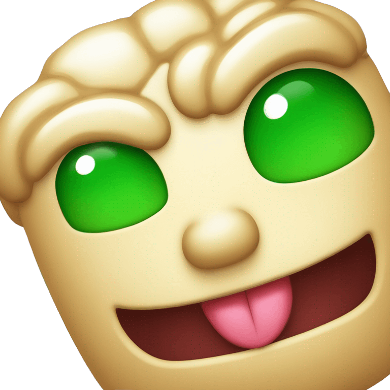 cerveau lent multicouleur avec yeux exorbité vert et sourire insolant emoji