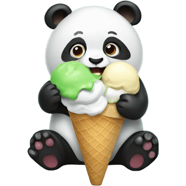 Panda eating ice cream emoji