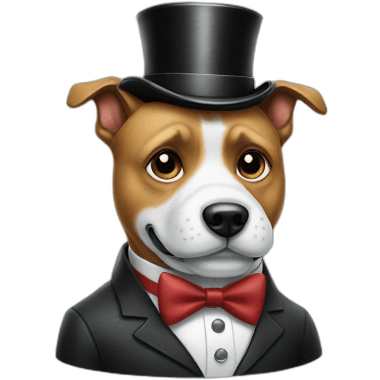 Mr Monopoly with a mustache as a dog emoji