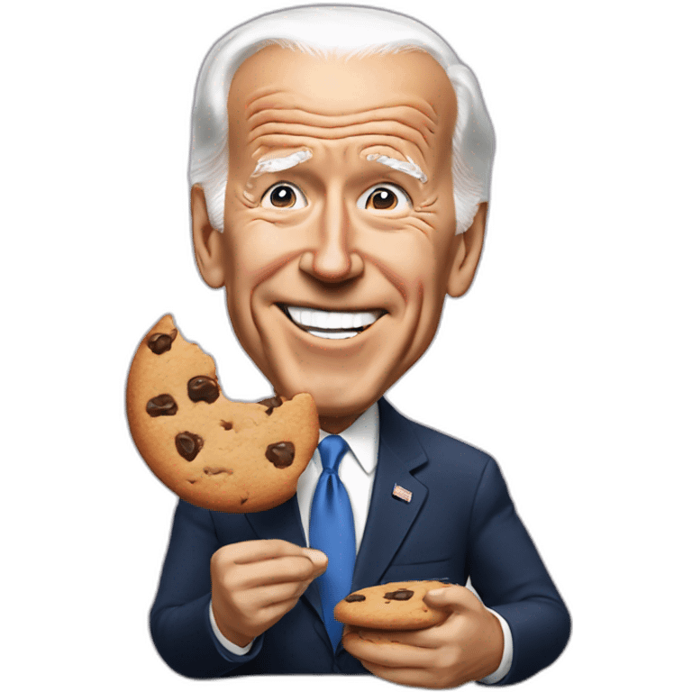 Joe Biden eating a cookie emoji