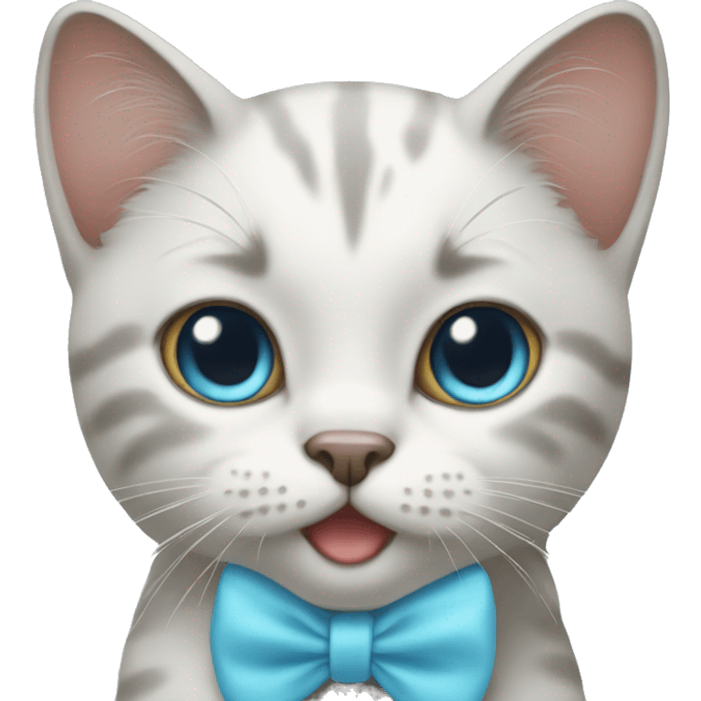 Cat with a baby blue bow emoji