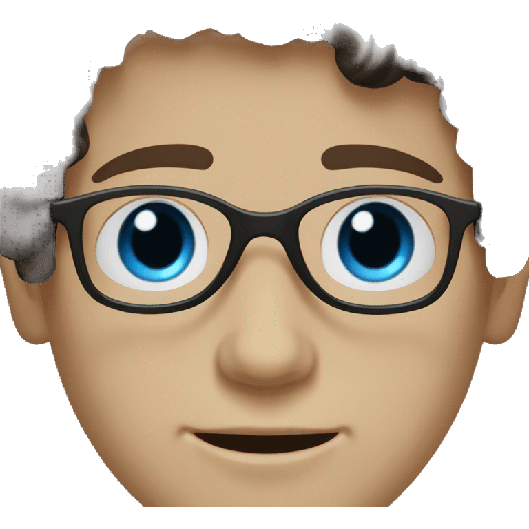 White boy with blue eyes with black glasses with dark brown wavy hair emoji