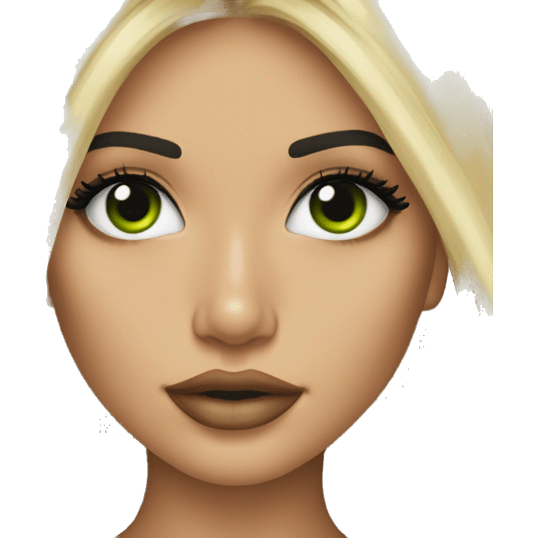 Kylie Jenner with green eyes long blonde hair emoji