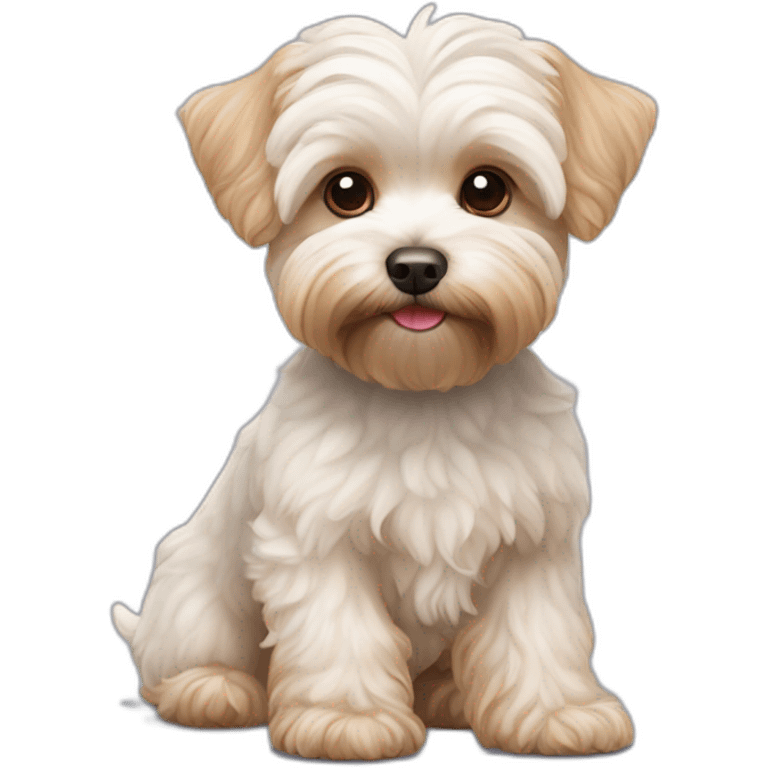 white maltipoo yorkshire terrier mix with light brown ear emoji