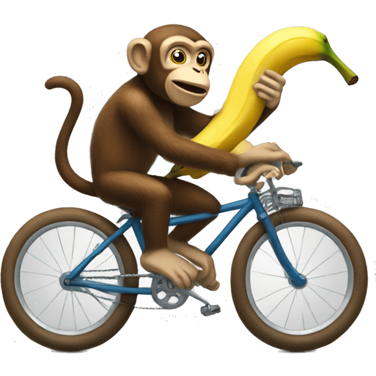 monkey riding a bicycle with banana doing a wheelie  emoji