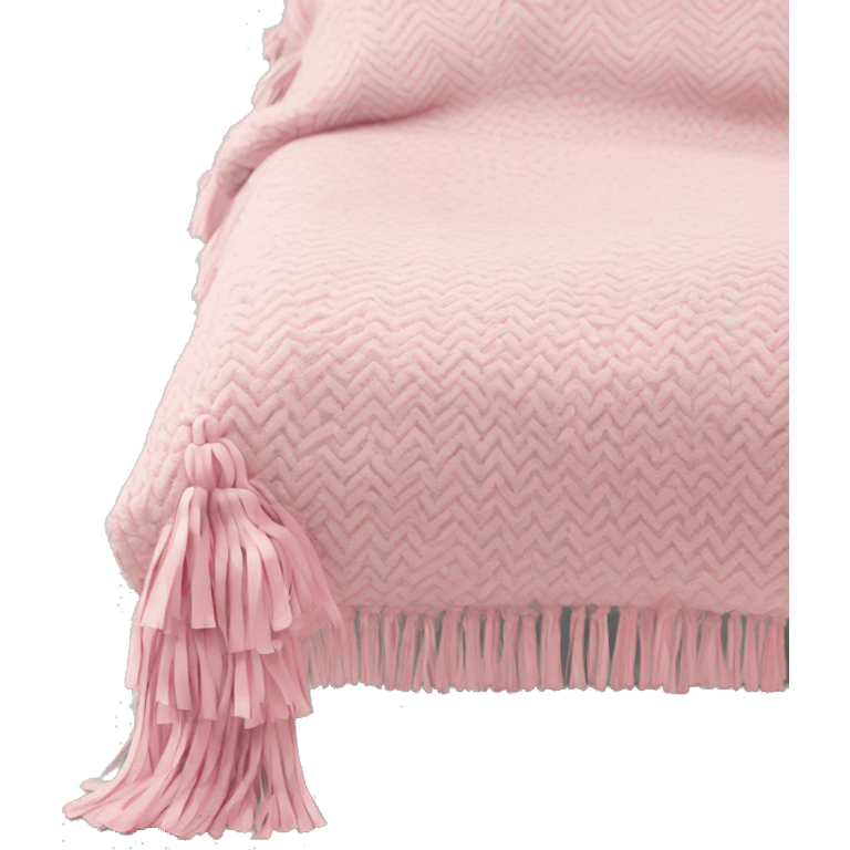 Light pink blanket with pink tassels, folded, chevron texture emoji