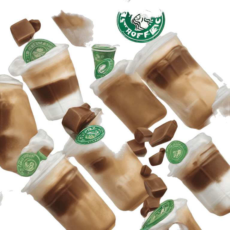 Starbuck ice coffee with ice cubes emoji