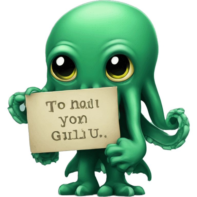 cthulhu holding onto a sign emoji