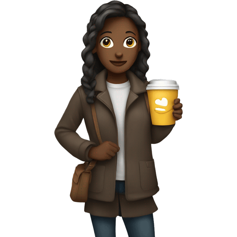 A girl carrying her coffee emoji