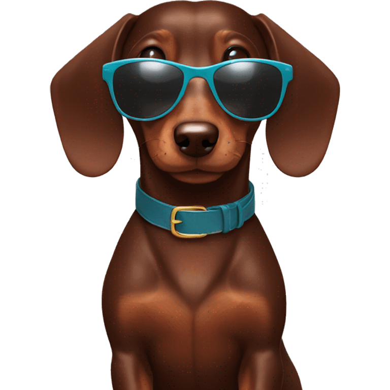 Chocolate Dachshund wears sunglasses  emoji