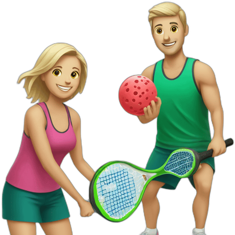 Man and women playing pickleball emoji